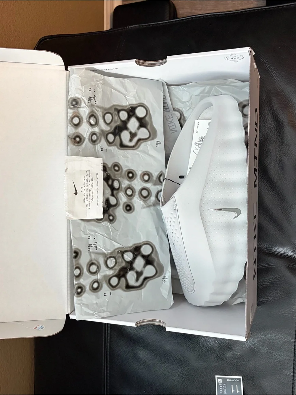 Nike White Men’s Slide Sandals with Small Black Swoosh
